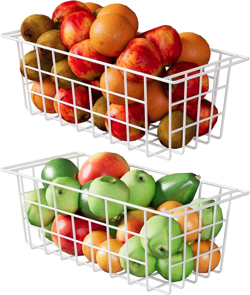 DPZM 2Packs 17.5 inch Chest Freezer Organizer, Refrigerator Organizer Bins, Freezer Baskets with Handles, Metal Wire Baskets for Snacks, fruits, Potatoes, Meat - Image 1
