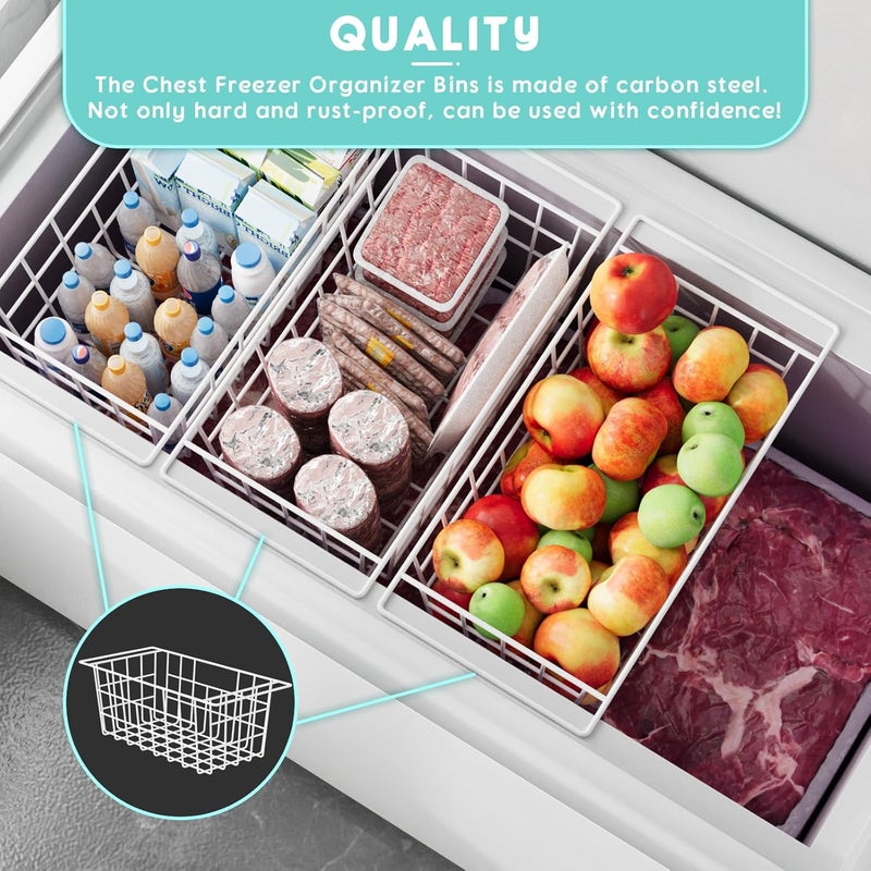 DPZM 2Packs 17.5 inch Chest Freezer Organizer, Refrigerator Organizer Bins, Freezer Baskets with Handles, Metal Wire Baskets for Snacks, fruits, Potatoes, Meat - Image 4