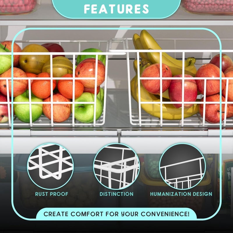 DPZM 2Packs 17.5 inch Chest Freezer Organizer, Refrigerator Organizer Bins, Freezer Baskets with Handles, Metal Wire Baskets for Snacks, fruits, Potatoes, Meat - Image 3