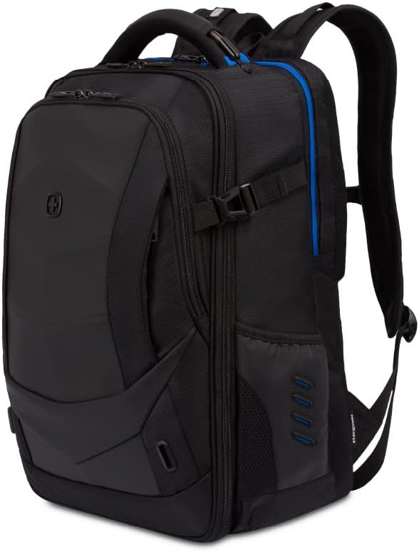SwissGear Gaming Laptop Backpack with Charger Port USB BlueBlack - Image 1