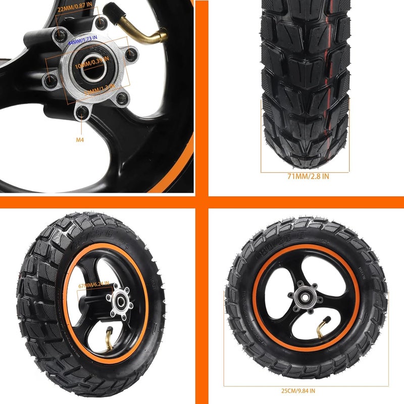 HTBCCHB 80/65-6 Electric Scooter Tire with Aluminium Hub - 10 Inch Replacement Pneumatic Tyres - Image 2