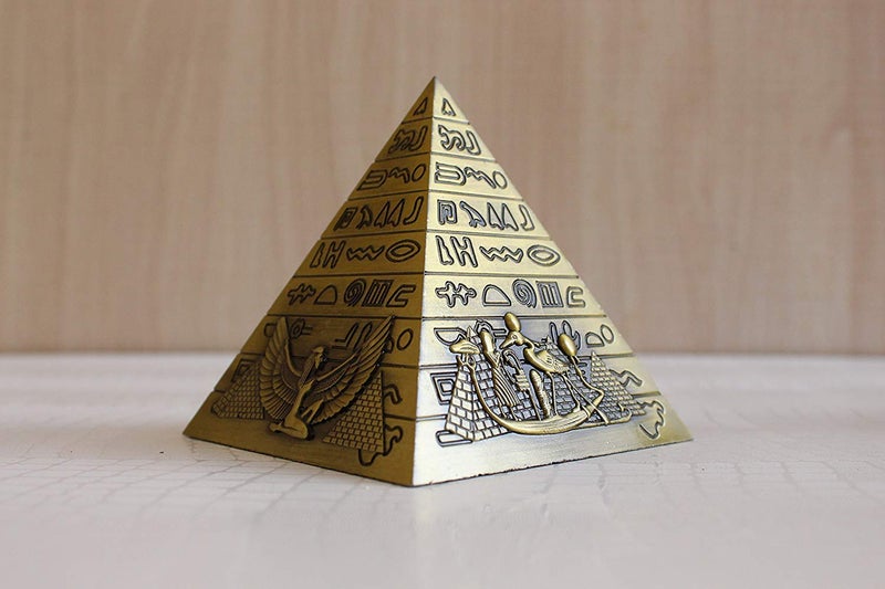 zahab Antique Decor The Famous Egyptian Pyramid Monument Showpiece Metal Gold 10 cm Sculpture - Image 2