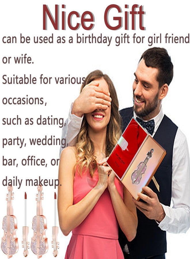 Domality 2Pcs Creamy Burnt Red Lipstick Set with Violin Package, Long Lasting Waterproof Velvet Retro Red Lip Gloss, Nice Package for Women Girls - Image 4