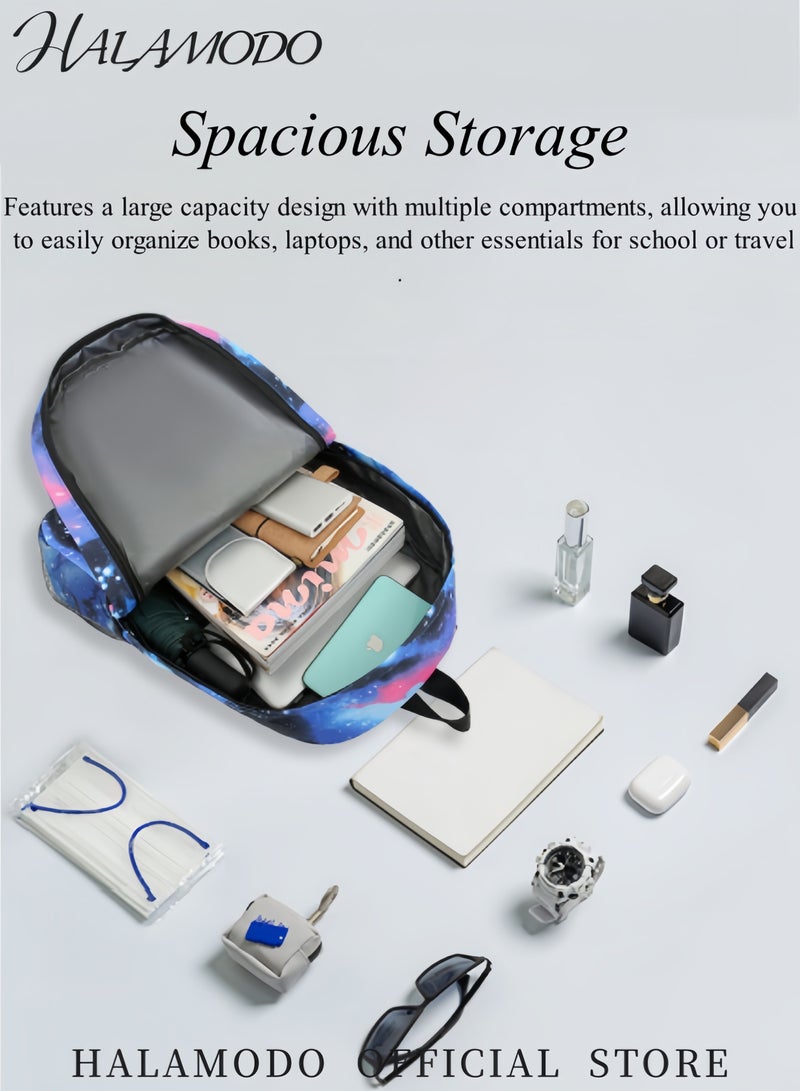 HALAMODO School Backpack with Large Capacity Fortnite Battle Casual Daypack Travel Schoolbag Computer Backpack for High School College Teens Travel Work - Image 2