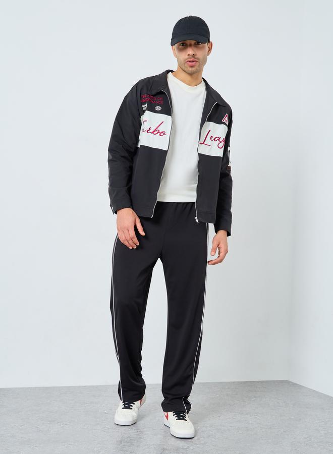 Styli Men Black Embroidered Turbo League Bomber Jacket - Image 2