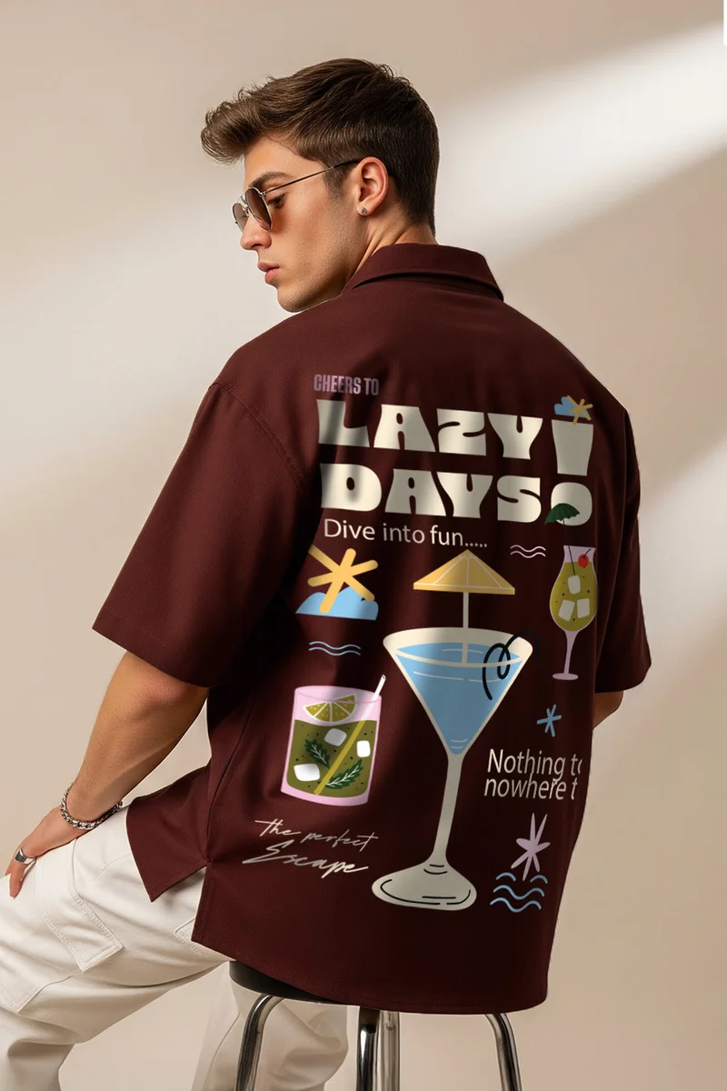 فيردو Veirdo Pure Cotton Oversized Fit Half Sleeve Graphic Printed Shirt for Men