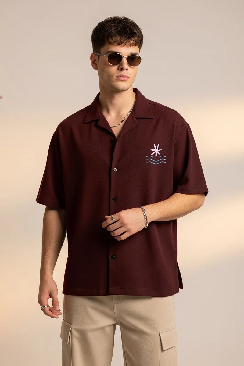 فيردو Veirdo Pure Cotton Oversized Fit Half Sleeve Graphic Printed Shirt for Men
