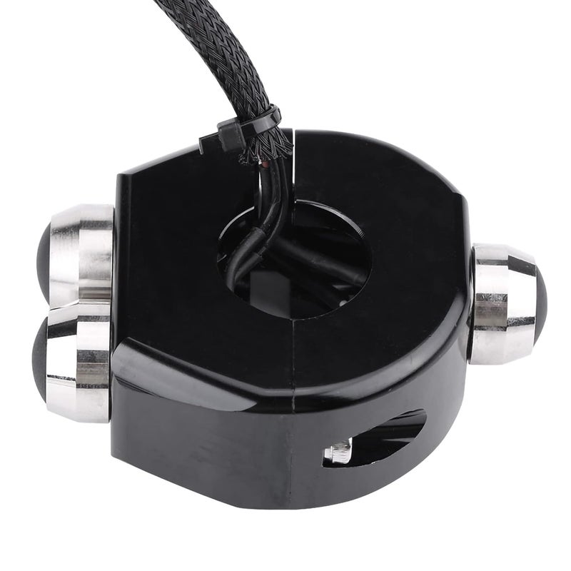 aqxreight CNC Aluminium Alloy 22mm Motorcycle Handlebar Momentary Latching Switch Reset Button Black Switch The One Manual Return Can Manual Return One with on Handlebar Front (Black) - Image 3