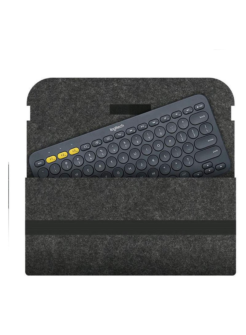KASTWAVE Keyboard Cover, KASTWAVE Keyboard Cover for Logitech K380 Bluetooth Multi-Device Wireless Keyboard Felt Travel Bag Protective Sleeve Pouch (Black)  - Image 1