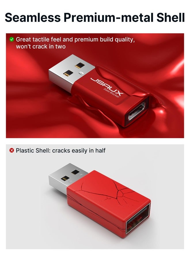 JSAUX USB C Data Blocker, (4-Pack) USB A to USB C Female Defender Only for Quick Charge, Protect Against Juice Jacking, Refuse Hacking Provide Safe Charging- Red - Image 5