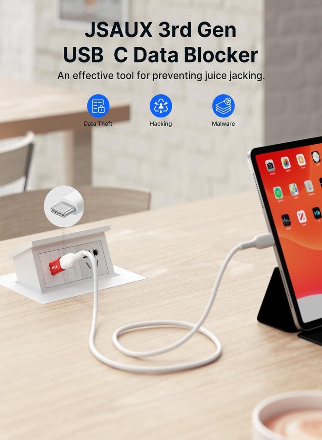 JSAUX USB C Data Blocker, (4-Pack) USB A to USB C Female Defender Only for Quick Charge, Protect Against Juice Jacking, Refuse Hacking Provide Safe Charging- Red - Image 2