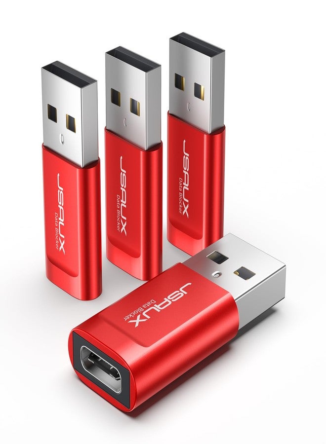 JSAUX USB C Data Blocker, (4-Pack) USB A to USB C Female Defender Only for Quick Charge, Protect Against Juice Jacking, Refuse Hacking Provide Safe Charging- Red - Image 1