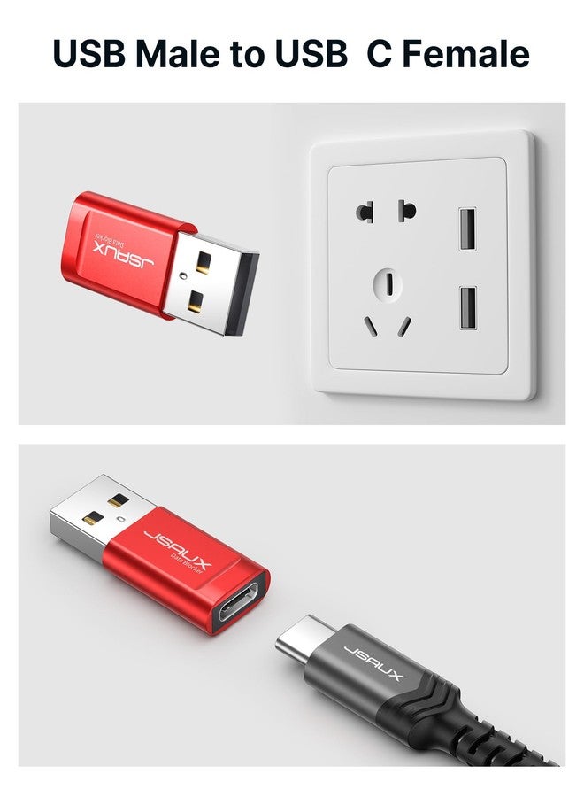 JSAUX USB C Data Blocker, (4-Pack) USB A to USB C Female Defender Only for Quick Charge, Protect Against Juice Jacking, Refuse Hacking Provide Safe Charging- Red - Image 3