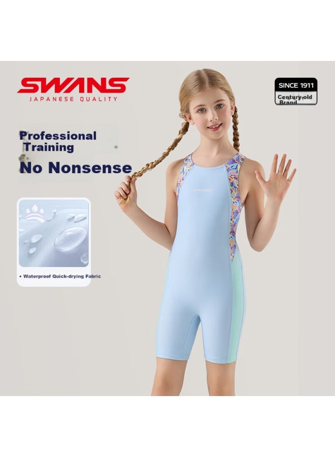 Swans Children's One-piece Professional Training Swimwear For Girls, Quick-drying Chlorine-resistant Girls' Swimsuit 240 Macalan 160