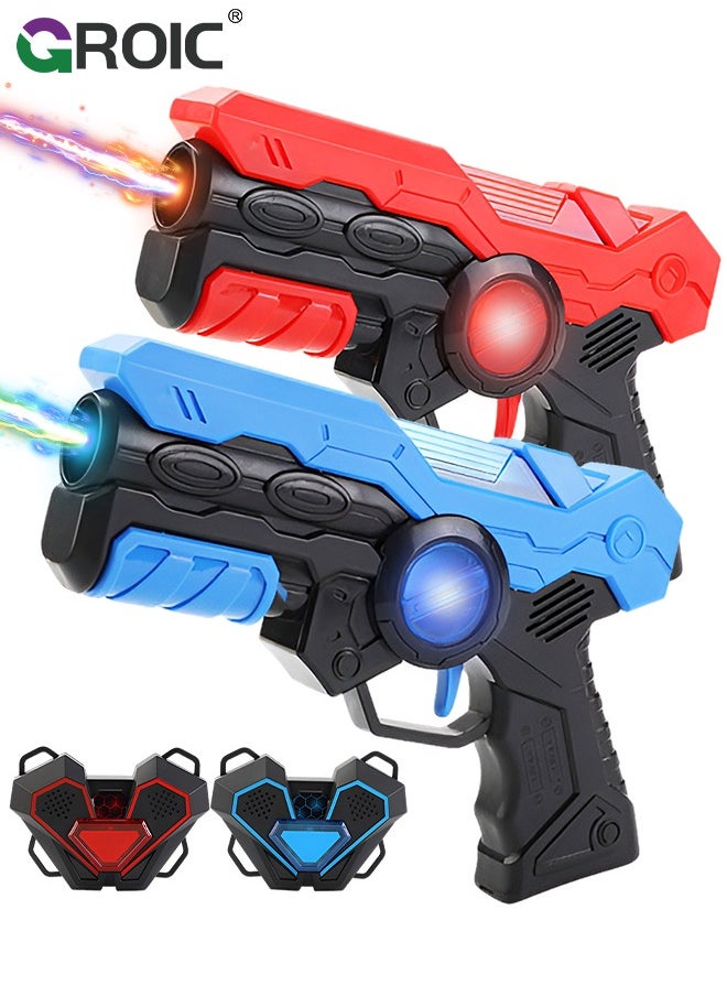 GROIC Infrared Laser Tag Guns Set of 4, Laser Tag Guns Set with Vibration Induction Vest Multi-Functional Fun Toys, Laser Tag Set Gift Ideas for Kids Teens and Adults Family Fun Shooting Game  - Image 1