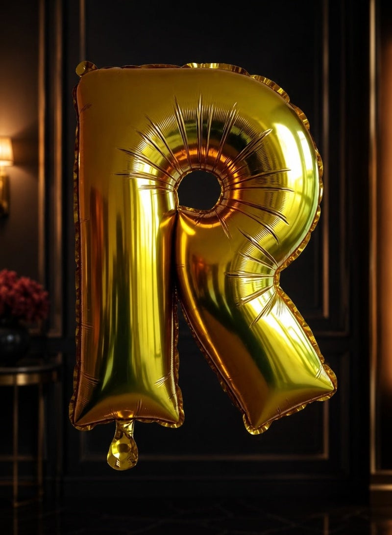 بالون حرف "R" باللون الذهبي لحفلات اعياد الميلاد والتخرج وجميع المناسبات - Image 1