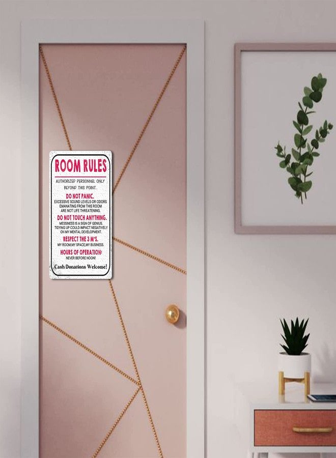 Fmcmly Metal Signage, Vintage Teen Room Rules Sign, 8x12 Inch Art Poster, Funny Decorative Signage for Bedroom Door - Image 5
