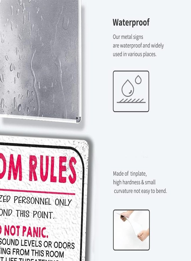 Fmcmly Metal Signage, Vintage Teen Room Rules Sign, 8x12 Inch Art Poster, Funny Decorative Signage for Bedroom Door - Image 3
