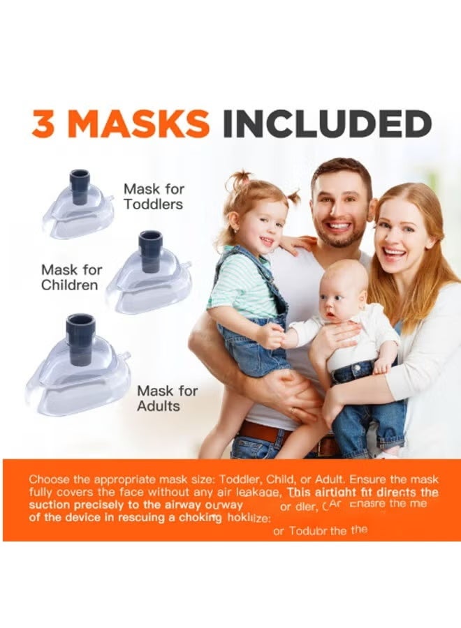Fourth Generation - Automatic Home First Aid Heimlich Apparatus for Children and Adults, Anti-Suffocation and Anti-Choking Devices, Includes Large, Medium, and Small Masks, Breathing Trainers, Portable, Powerful Suction Home First Aid Kit, Children's Anti-Suffocation Device First Aid Training Mask (White) - Image 4