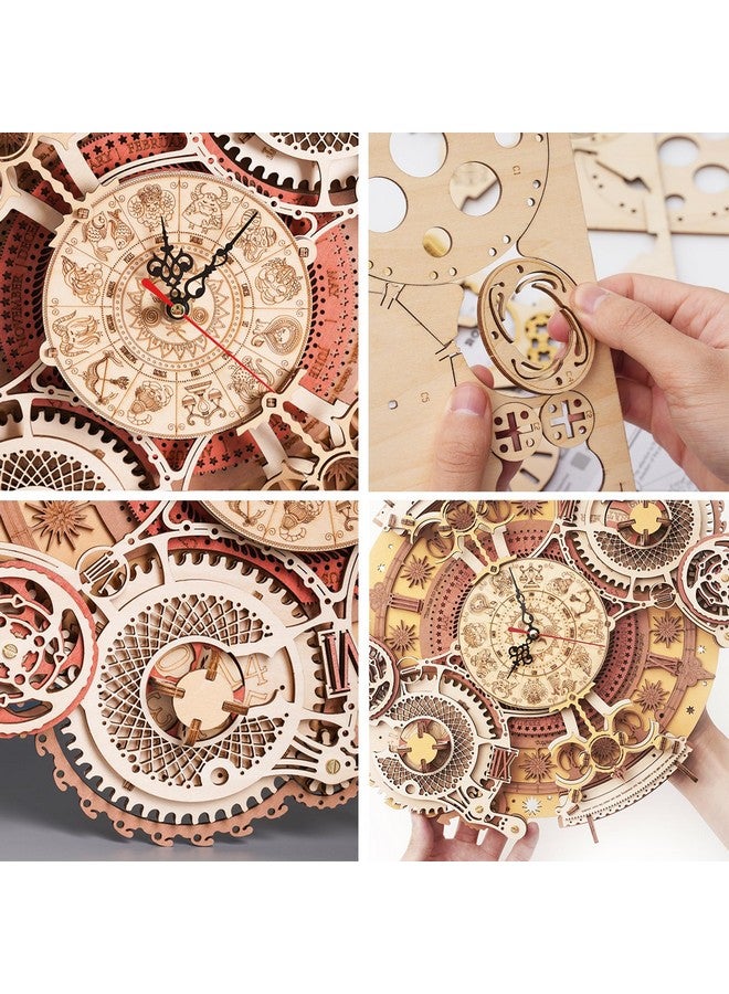 ROKR ROKR 3D Wooden Puzzle for Adult,DIY Wall Quartz Clock Kits,Mechanical Model Kits and Gift for Kids,Beautiful Room Decoration(Zodiac Wall Clock)  - Image 4