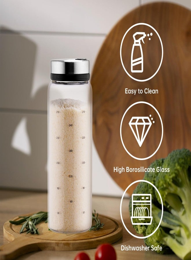 ان اي هوم عبوة من قطعتين من هزازات التوابل من NiHome مع أغطية قابلة للتعديل من الفولاذ المقاوم للصدأ، مناسبة لجبنة البارميزان، ورقائق الفلفل الحار، والأعشاب، والملح، والفلفل، سعة 10 أونصات، مصنوعة من زجاج البوروسيليكات، سهلة التعبئة وآمنة للغسل في غسالة الأطباق - Image 4