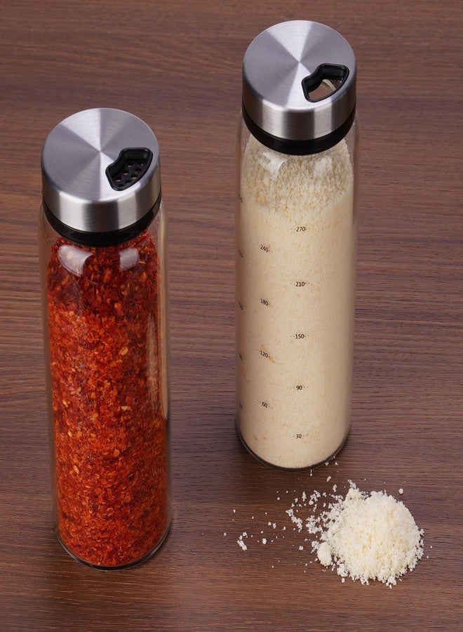 ان اي هوم عبوة من قطعتين من هزازات التوابل من NiHome مع أغطية قابلة للتعديل من الفولاذ المقاوم للصدأ، مناسبة لجبنة البارميزان، ورقائق الفلفل الحار، والأعشاب، والملح، والفلفل، سعة 10 أونصات، مصنوعة من زجاج البوروسيليكات، سهلة التعبئة وآمنة للغسل في غسالة الأطباق - Image 5