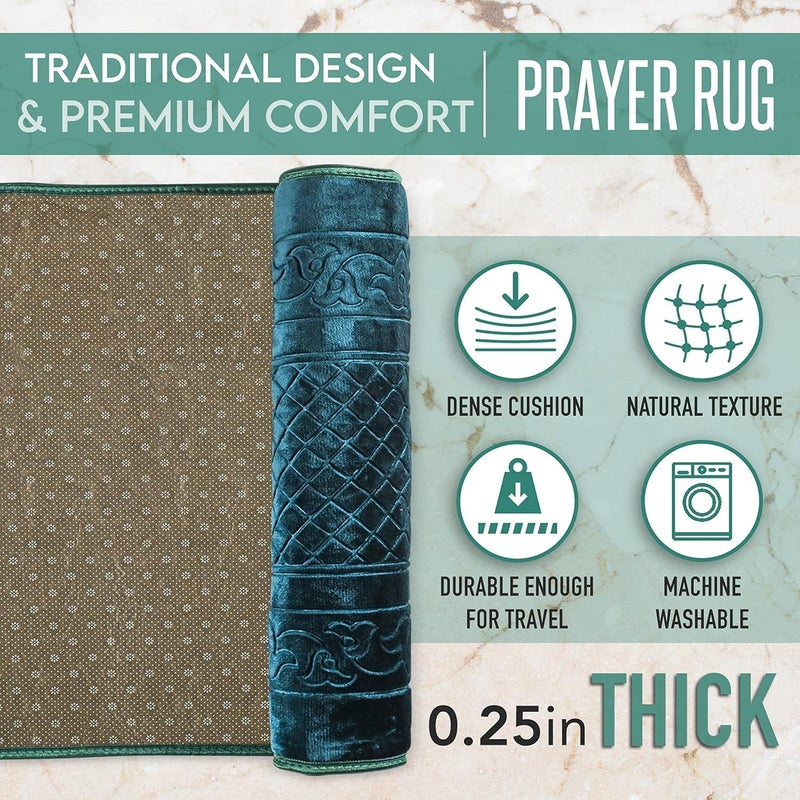 MARK STORE Prayer Mat Embossed Anti-Slip Velvet Top Prayer Rug for Umrah Hajj Ramadan 70 x 110 cm, Best Gift For Ramadan (Random Colors) - Image 4