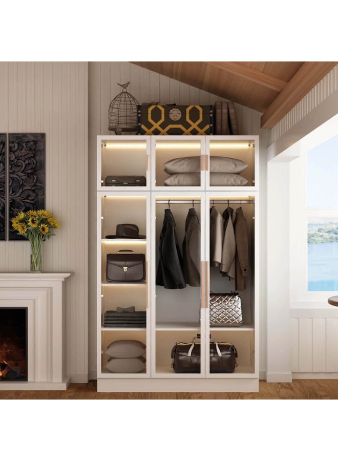 ريترو خزانة ملابس 120×50×220سم – أبيض - Image 2