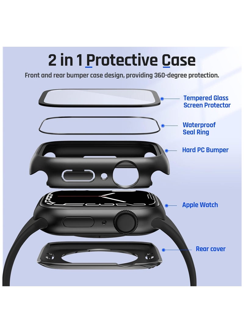 Waterproof Case for Apple Watch SE Series 6/5/4 44mm with Tempered Glass Screen Protector, 360 Full Coverage Protective Cover for iWatch 44mm, Black - Image 4