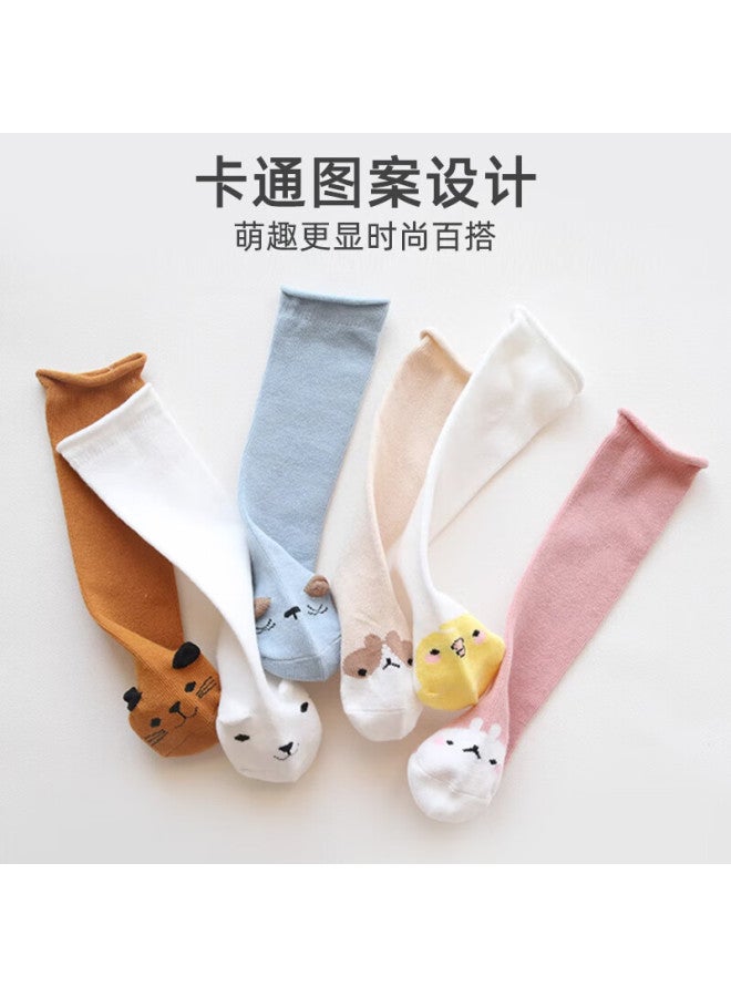 9i9 Baby Socks Autumn Winter Non-binding Anti-slip Floor Socks Combed Cotton Long Tube 3 Pairs Cute Pets 0-1 Year Old