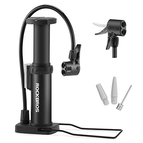 ROCKBROS Bike & Car Foot Pump | Portable Inflator for All Vehicles | Presta & Schrader Valve Compatible | Quick & Effortless Tire Pumping | Versatile & Reliable | Sleek Black Design - Image 1