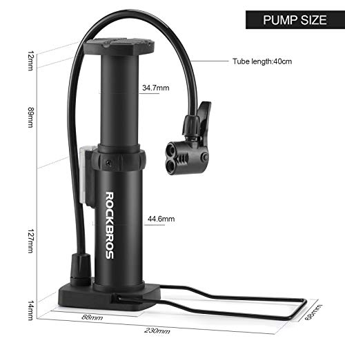 ROCKBROS Bike & Car Foot Pump | Portable Inflator for All Vehicles | Presta & Schrader Valve Compatible | Quick & Effortless Tire Pumping | Versatile & Reliable | Sleek Black Design - Image 4