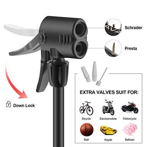 ROCKBROS Bike & Car Foot Pump | Portable Inflator for All Vehicles | Presta & Schrader Valve Compatible | Quick & Effortless Tire Pumping | Versatile & Reliable | Sleek Black Design - Image 3