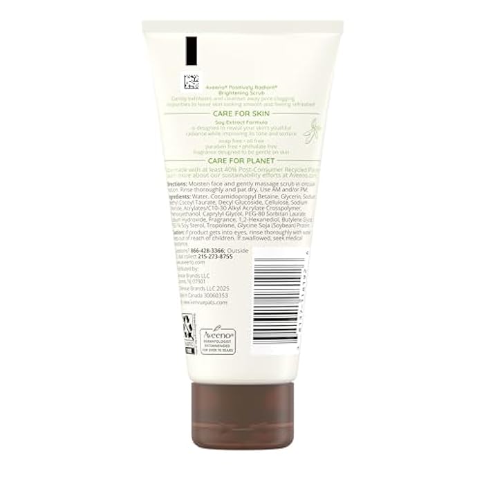 Aveeno Positively Radiant Skin Brightening Exfoliating Daily Facial Scrub, Moisture-Rich Soy Extract, helps improve skin tone & texture, Oil-& Soap-Free, Hypoallergenic, Travel Size, 2 oz - Image 5
