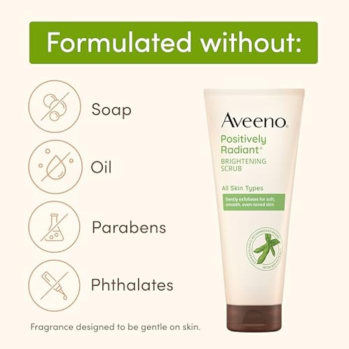 Aveeno Positively Radiant Skin Brightening Exfoliating Daily Facial Scrub, Moisture-Rich Soy Extract, helps improve skin tone & texture, Oil-& Soap-Free, Hypoallergenic, Travel Size, 2 oz - Image 4