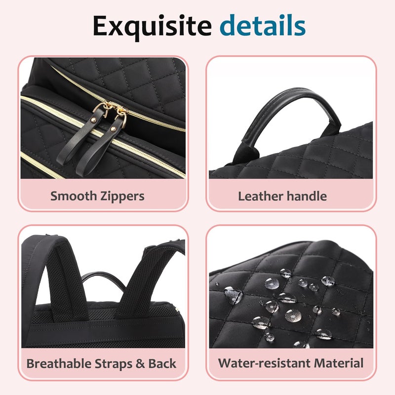 LORADI Lightweight Diaper Bag Backpack with Stroller Clips, Insulated Pockets, Baby Shower Essentials (Classic, Brown) - Image 5