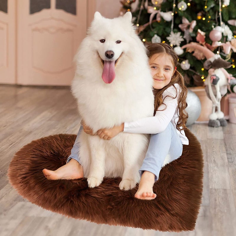 TORIOX Modern Traditional Carpet Living HeartShape Mat Carpet Shaped Cover Home Rug Plush Beige Fluffy Bedroom Soft Non Slip Room Heart Floor for for Sofa Living Room Bedroom Home 40 x 50cm Brown - Image 5