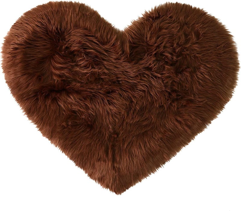 TORIOX Modern Traditional Carpet Living HeartShape Mat Carpet Shaped Cover Home Rug Plush Beige Fluffy Bedroom Soft Non Slip Room Heart Floor for for Sofa Living Room Bedroom Home 40 x 50cm Brown - Image 1