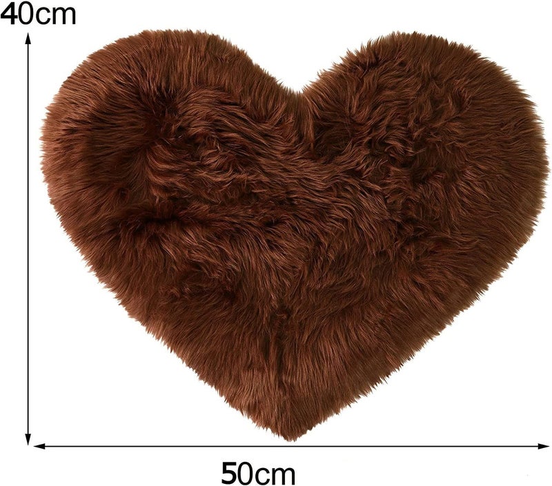 TORIOX Modern Traditional Carpet Living HeartShape Mat Carpet Shaped Cover Home Rug Plush Beige Fluffy Bedroom Soft Non Slip Room Heart Floor for for Sofa Living Room Bedroom Home 40 x 50cm Brown - Image 3