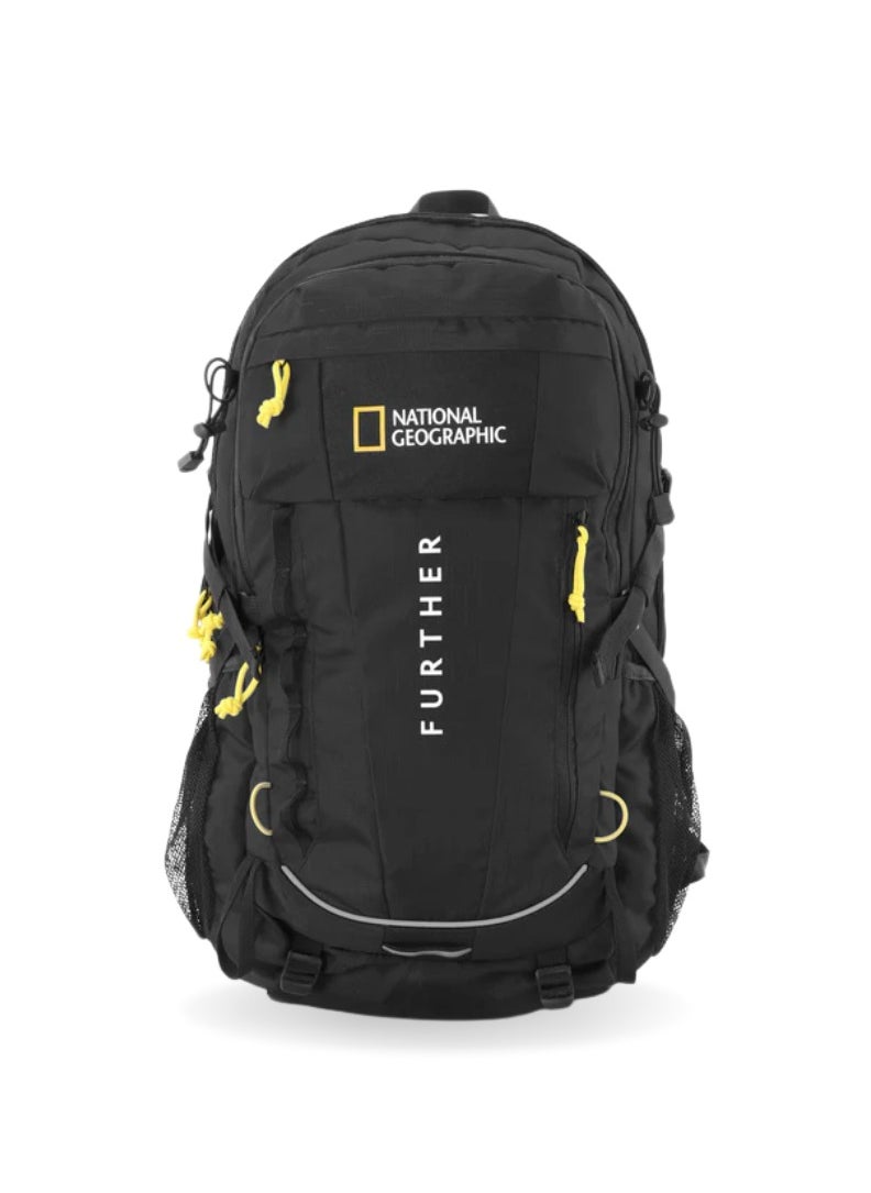 NATIONAL GEOGRAPHIC National Geographic Destination 40L Backpack Black, Durable Water Resistant Polyester Secure RFID Pocket Lightweight Bag With Raincover, 2 Side Waist Belt Protection For Men Women Trekking Hiking Camping Outdoor Travel  - Image 1