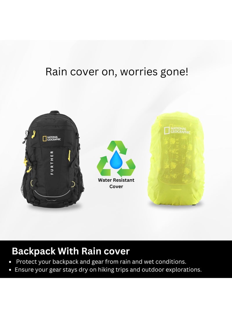 NATIONAL GEOGRAPHIC National Geographic Destination 40L Backpack Black, Durable Water Resistant Polyester Secure RFID Pocket Lightweight Bag With Raincover, 2 Side Waist Belt Protection For Men Women Trekking Hiking Camping Outdoor Travel  - Image 4