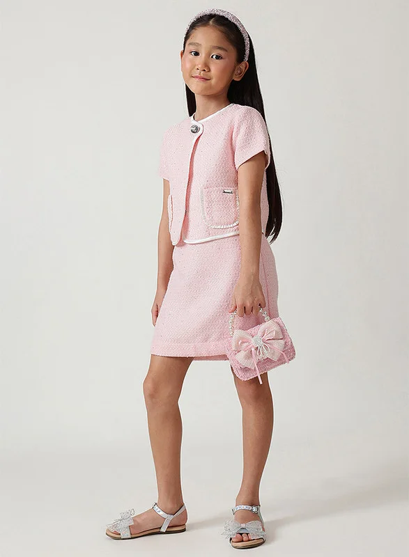 One Friday One Friday Girls Pink Regular Fit Textured Skirts
