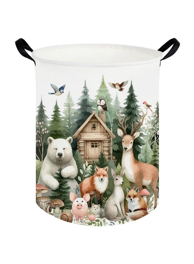 FXOCSHE Baby Laundry Hamper,Dirty Clothes Hamper for Boys and Girls,Toys Storage Bin Organizer Animal Room Decor,Waterproof storage box for kids bedroom,Gift Baskets(Forest animal) - Image 1