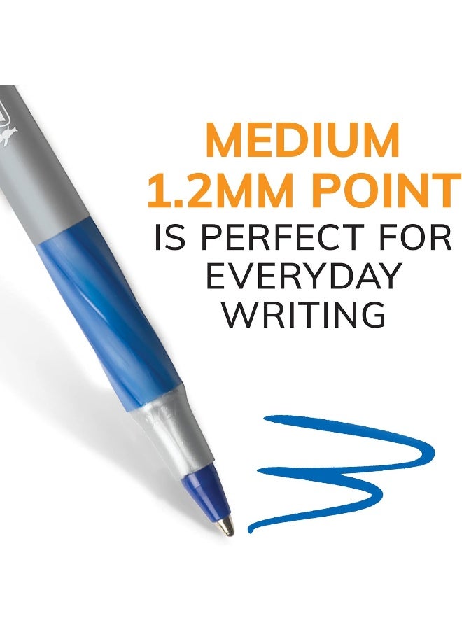BIC Round Stic Grip Xtra Comfort Ballpoint Pen, Medium Point (1.2mm), Blue, 12-Count - Image 4
