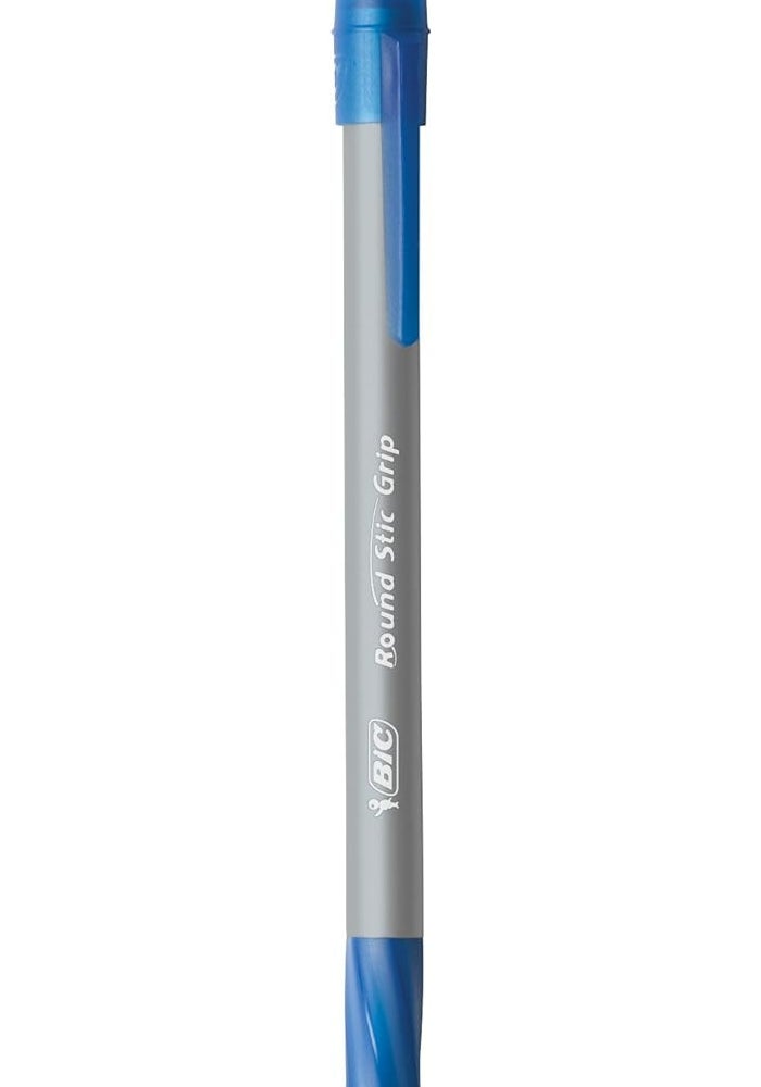 BIC Round Stic Grip Xtra Comfort Ballpoint Pen, Medium Point (1.2mm), Blue, 12-Count - Image 2