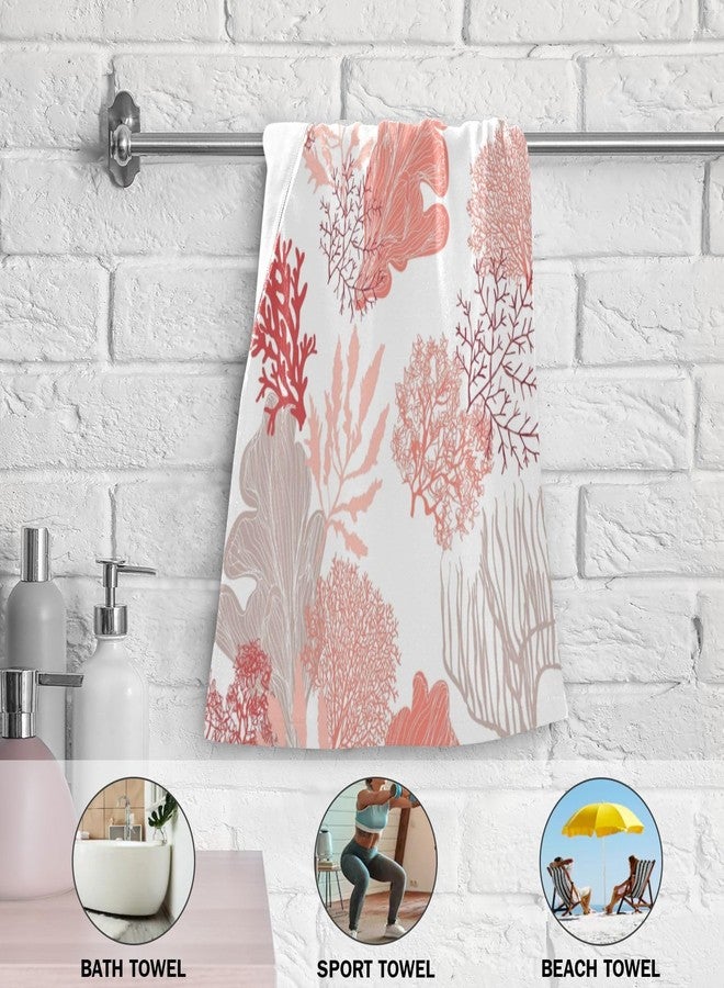 KENADVI Tropical Orange Coral Hand Towels for Bathroom Set of 2 Sea Ocean Nautical Seaweed Dish Towels for Kitchen 14"x28" Soft Absorbent Beach Decorative Bathroom Towels for Bath,Fingertip,Face,Spa - Image 5