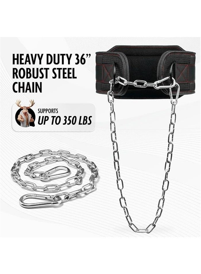 Generic Dip Belt for Weightlifting, Weight Belt with Chain for Pullup, Gym Lifting Belt for Powerlifting, Squat, Bodybuilding, Heavy Duty Steel, Workout Belt with Comfortable Neoprene Support  - Image 5