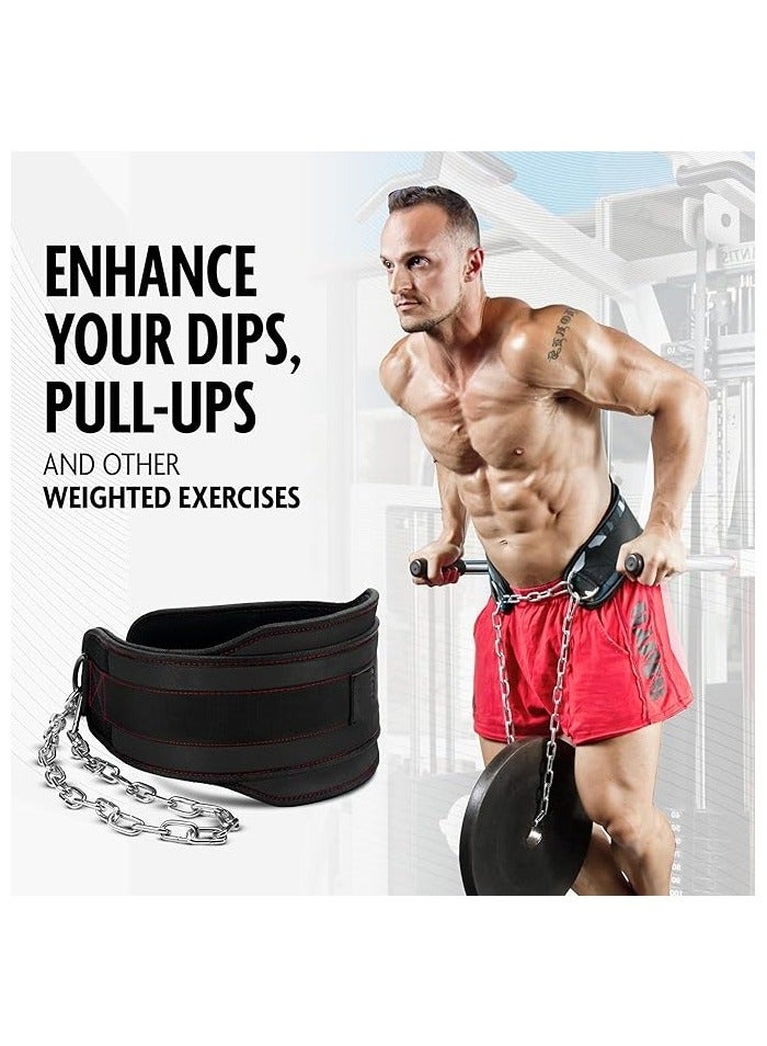 Generic Dip Belt for Weightlifting, Weight Belt with Chain for Pullup, Gym Lifting Belt for Powerlifting, Squat, Bodybuilding, Heavy Duty Steel, Workout Belt with Comfortable Neoprene Support  - Image 2