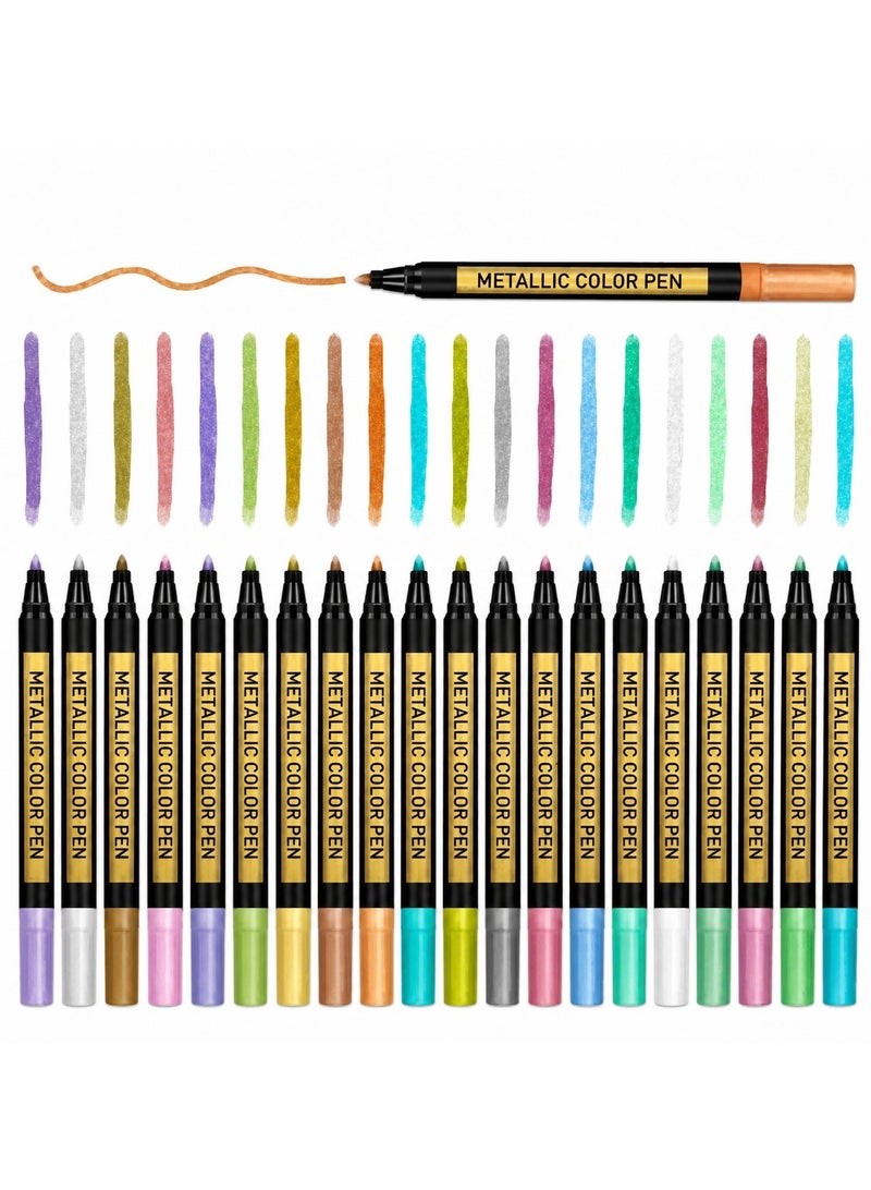 Maanys Metallic Color Marker, Calligraphy Paint Pens for Art & Craft Supplies, Multi-Color shiny Markers for Rock Painting, Ceramic, Glass, Wood, and Canvas - Non-Toxic & Fade Resistant (XL) - Image 1