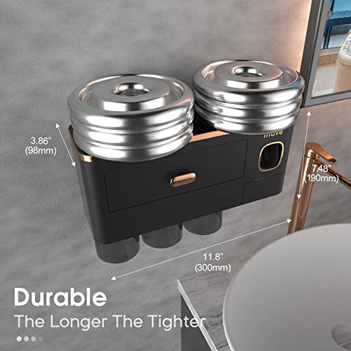 iHave Toothbrush Holders for Bathrooms - Upgrade Wall Mounted Toothbrush Holder with Toothpaste Dispenser - 3 Cups, Large Capacity Tray - Bathroom Accessories & Bathroom Storage - Image 5